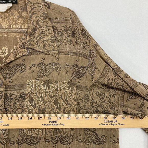 Vintage Carole Little size 12 Brown Abstract Soft Long Sleeve Relaxed Button Up - Picture 6 of 10